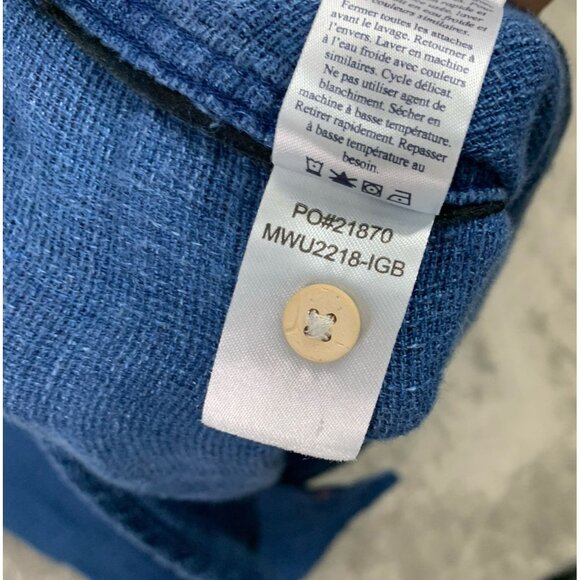 Faherty Shirt Mens XXL Blue Short Sleeve Button Down 100% Linen Indigo Dyed - Picture 8 of 10